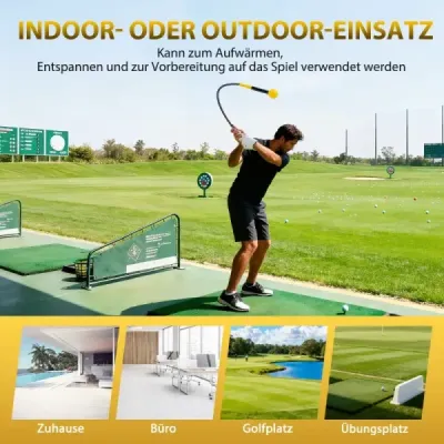 120cm golfový trenažér se zátěžovou hlavou golfová tréninková pomůcka trenažér švihu žlutý