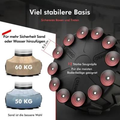 170cm volně stojící boxovací pytel Těžký boxovací pytel se stojanem pro dospělé, teenagery a děti Černá barva