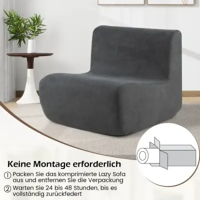 Sedací vak, pohodlná podlahová pohovka s měkkým sametem a ergonomickou oporou, pohodlné křeslo pro čtení pro jednoho, šedá