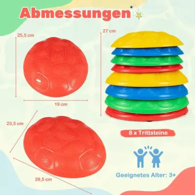 Balanční kameny pro děti 8dílná neklouzavá sada balančních kamenů pro batolata Barevné