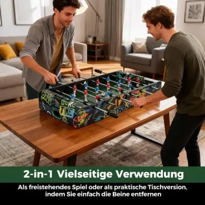 2 v 1 mini stolní fotbal s odnímatelnými nohami pro stolní fotbal se 2 míčky Černá barva