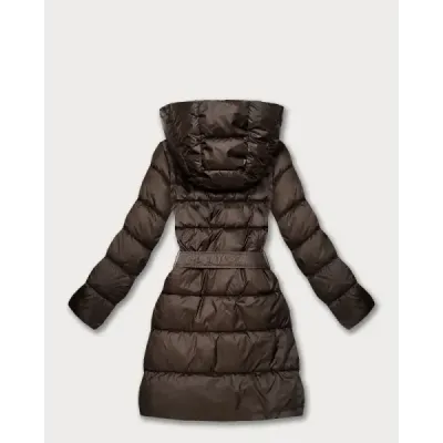 Oboustranná dámská zimní bunda plus size MODA6008BIG chocolate/panther