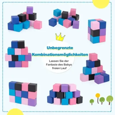 12 kusů pěnových stavebních bloků Měkké stavební bloky Lezoucí měkké pěnové kostky Světle fialová barva