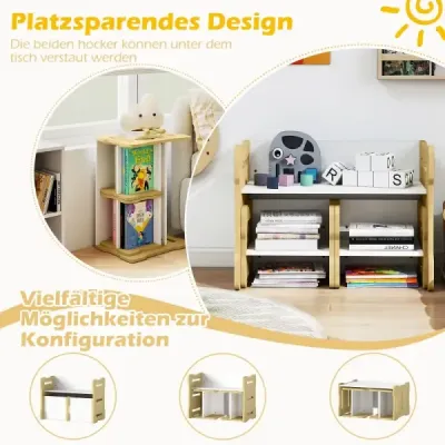 3 TLG. Dětský set stolu a židlí se 2 stoličkami a stolečkem na aktivity Zaoblené rohy Design Příroda