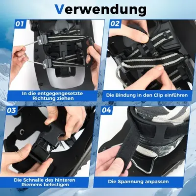 Sněžnice s lezeckým náčiním, včetně trekingových holí a přepravní tašky, velikost bot 35-45, do 90 kg, černé