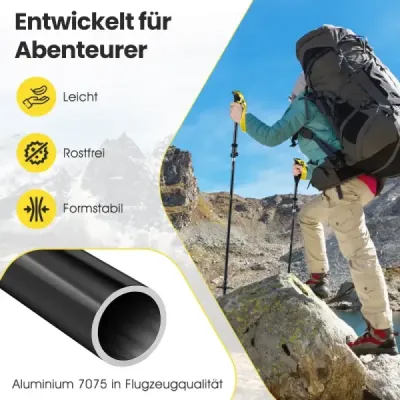Faltbare Trekkingstöcke mit Schnellverschluss Wanderstöcke für 166-195 cm Körpergröße Gelb