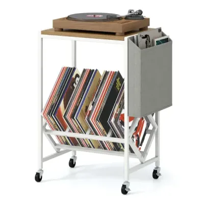 Stojan na přehrávač vinylových desek Vinyl record table with vinyl storage & magazine holder Příroda