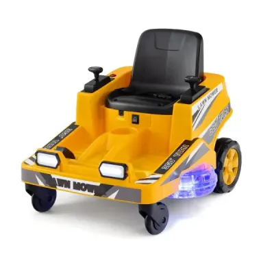 12V sekačka na trávu s dvojitými ovládacími pákami, LED světly a funkcí otáčení a reverzace, oranžová