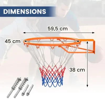 Basketbalový koš s kruhem a sítí Ø45cm pro vnitřní použití, mini, k montáži na zeď, oranžový