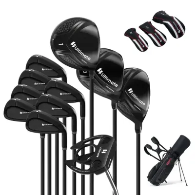 11dílná sada golfových holí pro praváky s golfovým bagem, golfovou sadou, sadami golfových holí a stojanem