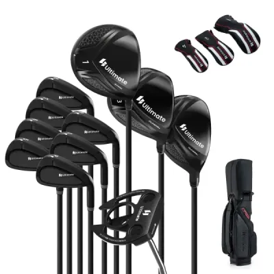 11dílná sada golfových holí pro praváky s golfovým bagem. Golfová sada, sady golfových holí, caddy bag.