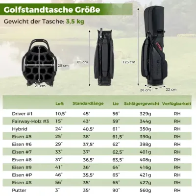 11dílná sada golfových holí pro praváky s golfovým bagem. Golfová sada, sady golfových holí, caddy bag.