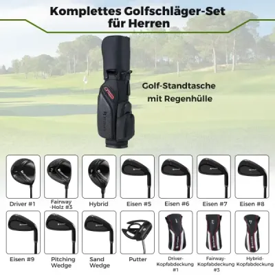 11dílná sada golfových holí pro praváky s golfovým bagem. Golfová sada, sady golfových holí, caddy bag.