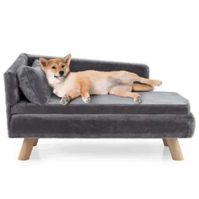 Erhöhtes Hundesofa für mittelgroße & kleine Hunde Welpen Katzen und Kätzchen Hundecouch Grau