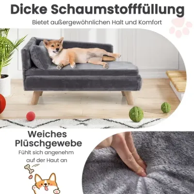 Erhöhtes Hundesofa für mittelgroße & kleine Hunde Welpen Katzen und Kätzchen Hundecouch Grau