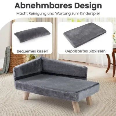 Erhöhtes Hundesofa für mittelgroße & kleine Hunde Welpen Katzen und Kätzchen Hundecouch Grau