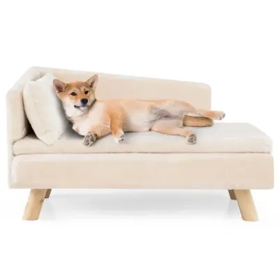 Erhöhtes Hundesofa für mittelgroße & kleine Hunde Welpen Katzen und Kätzchen Hundecouch Weiß