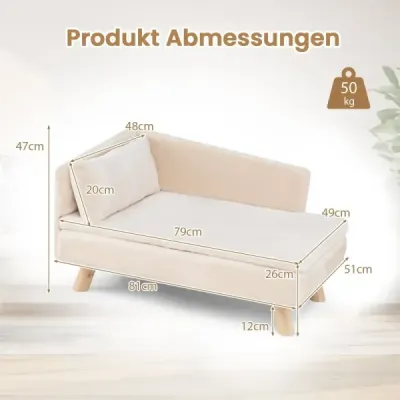 Erhöhtes Hundesofa für mittelgroße & kleine Hunde Welpen Katzen und Kätzchen Hundecouch Weiß