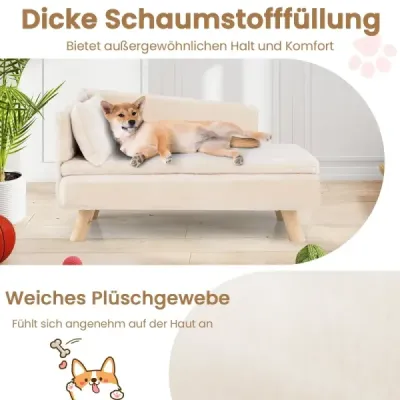 Erhöhtes Hundesofa für mittelgroße & kleine Hunde Welpen Katzen und Kätzchen Hundecouch Weiß
