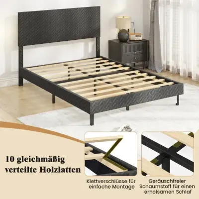 Sametový rám postele 140 x 200 cm s výškově nastavitelným čelem ve tvaru chevronu. Čalouněný rám postele, šedý.