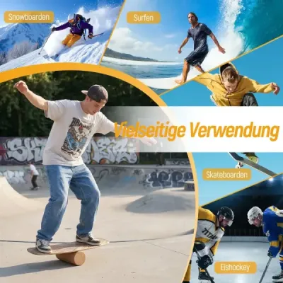 Dřevěný balanční trenažér se stabilizovaným korkovým válečkem, pokročilý wobble board, skateboard