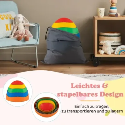 Balanční kameny pro děti, protiskluzové stohovací kameny, nosnost až 80 kg, říční kameny, barevný pětiúhelníkový design