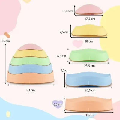 Balanční kameny pro děti, protiskluzové stohovací kameny, nosnost do 80 kg, říční kameny, pětiúhelník makronek