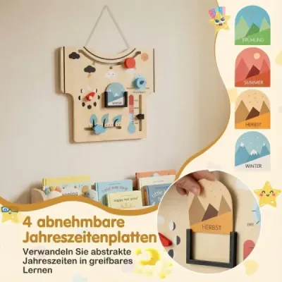 Dětský měsíční kalendář, dřevěné hračky Montessori, roční období, počasí, fáze měsíce, příroda