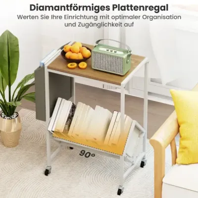 Stojan na přehrávač vinylových desek Vinyl record table with vinyl storage & magazine holder Příroda