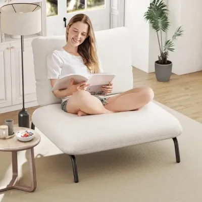 Übergroßer Akzentstuhl mit Extra Breitem & Tiefem Sitz Polsterstuhl Belastbar bis 250 kg Beige