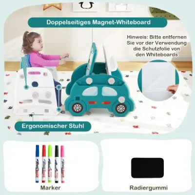 5v1 dětská skluzavka, která se dá použít jako stolička a knihovna, oboustranná bílá tabule a stavební deska