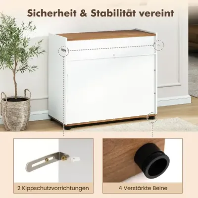 Příborník s úložným prostorem, dřevěný barový stolek s 1 zásuvkou a 2 dvířky, bílý