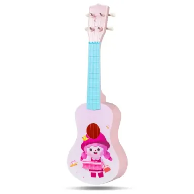 21palcové ukulele pro děti, mini hračkové ukulele se 4 nylonovými strunami a 12 pražci pro začátečníky, růžové