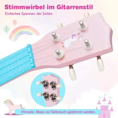 21palcové ukulele pro děti, mini hračkové ukulele se 4 nylonovými strunami a 12 pražci pro začátečníky, růžové