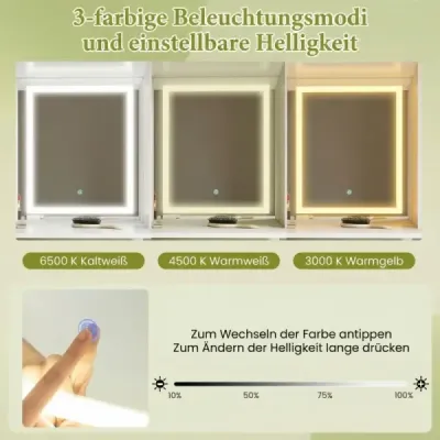 Toaletní stolek s osvětlením LED a stoličkou a zásuvkami Kosmetický stolek bílý