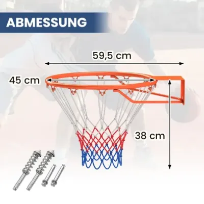 Basketbalový koš s kruhem a sítí Ø45cm pro vnitřní použití, mini, k montáži na zeď, oranžový