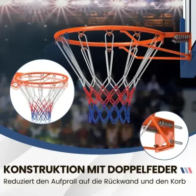 Basketbalový koš s kruhem a sítí Ø45cm pro vnitřní použití, mini, k montáži na zeď, oranžový