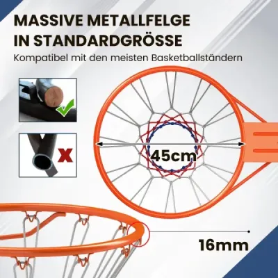 Basketbalový koš s kruhem a sítí Ø45cm pro vnitřní použití, mini, k montáži na zeď, oranžový