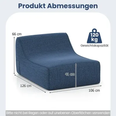 Nafukovací lehátko, ergonomická nafukovací pohovka s odnímatelným potahem, modrá