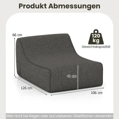 Nafukovací lehátko, ergonomická nafukovací pohovka s odnímatelným potahem, šedá