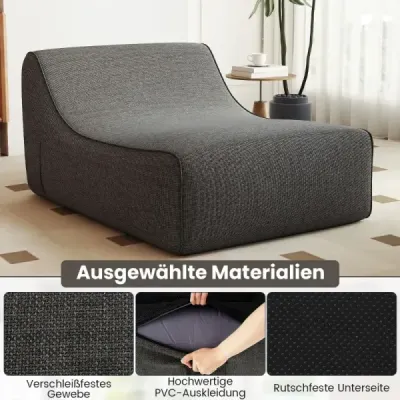 Nafukovací lehátko, ergonomická nafukovací pohovka s odnímatelným potahem, šedá