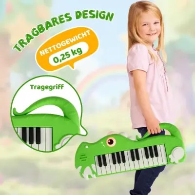 25klávesové dětské digitální piano s vestavěnou hudbou a světlem, elektronické klavírní klaviatury, zelené