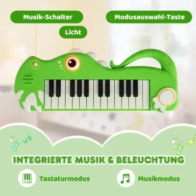 25klávesové dětské digitální piano s vestavěnou hudbou a světlem, elektronické klavírní klaviatury, zelené