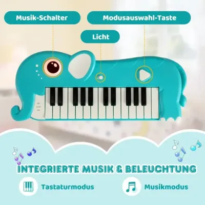 25klávesové dětské digitální piano s vestavěnou hudbou a světlem, elektronické klavírní klaviatury, modré