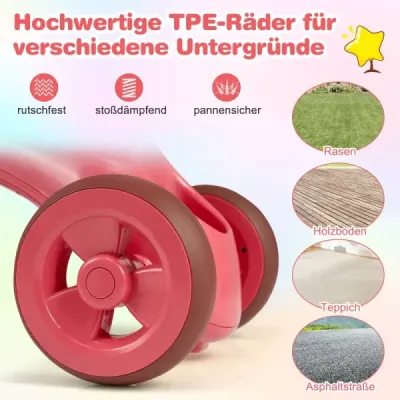 Dětské odrážedlo s tříkolkou a omezeným řízením, zvonkem a ergonomickým sedadlem, hračka pro batolata, růžová