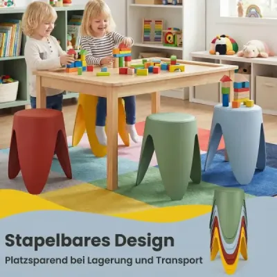 Sada 8 stohovatelných stoliček 46 cm vysoké plastové stoličky přenosné židle bez opěradla barevné