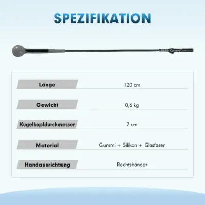120cm golfový trenažér se zátěžovou hlavou golfová tréninková pomůcka trenažér švihu šedý