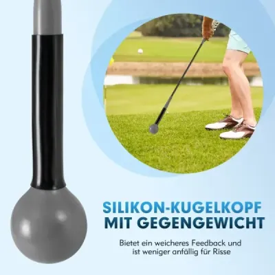 Golfová tréninková pomůcka pro trénink švihu 100 cm se zátěžovou hlavou pro rytmus úchopu flexibilitu rovnováhu šedá