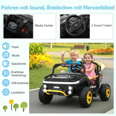24V dětské elektrické autíčko 2místné elektrické autíčko s klaksonem hudbou a světlem dětské autíčko s dálkovým ovládáním černé