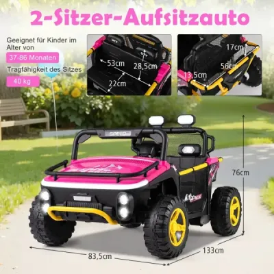 24V dětské elektrické autíčko 2místné elektrické autíčko s klaksonem Hudba a světlo autíčko s dálkovým ovládáním Růžová barva